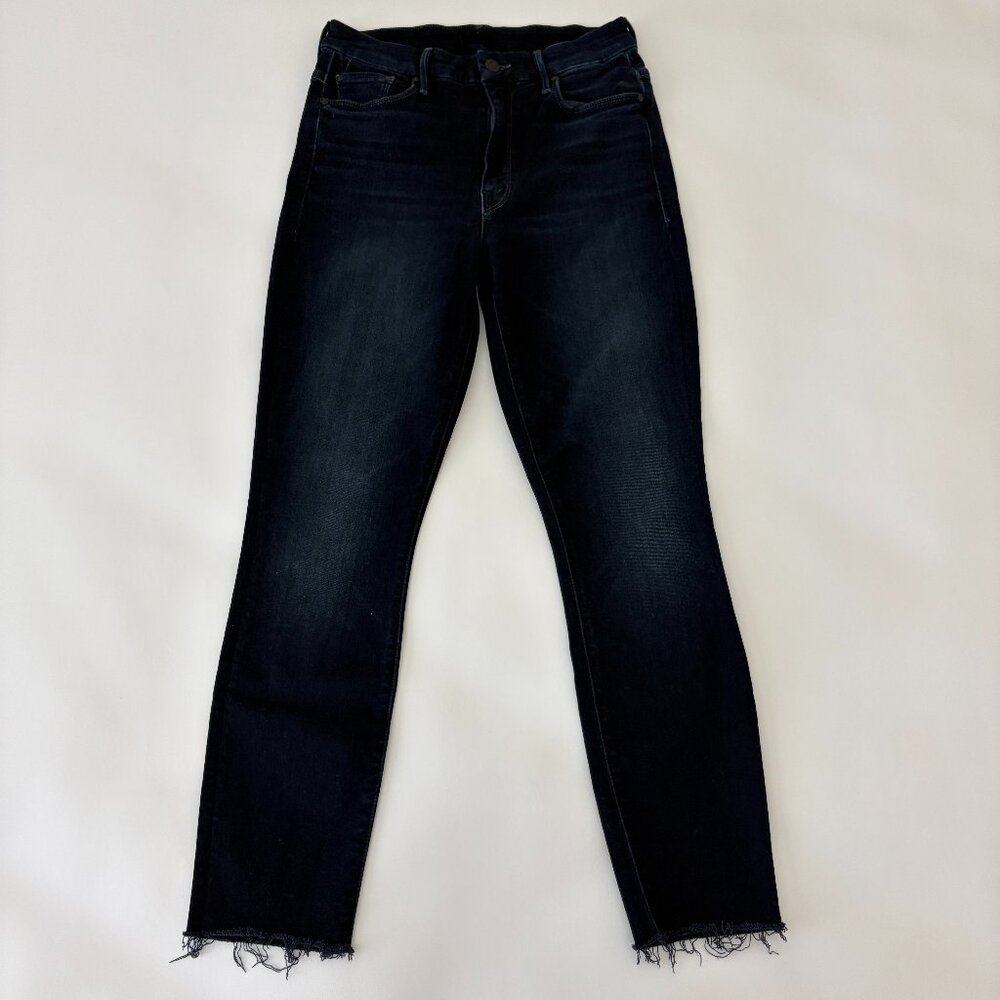 Mother Denim High Waisted Looker Ankle Fray in Last Call Dark Blue Womens 26